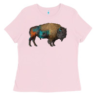 Bubblegum Pink leopard bison Ladies Tee - RanaPortraitStore