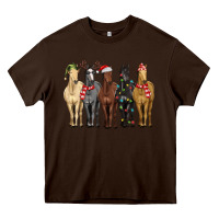 Chocolate Brown horses with christmas Heavy Core Tee - MaliasSmallBusiness