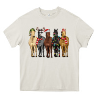 Cream horses with christmas Heavy Core Tee - MaliasSmallBusiness