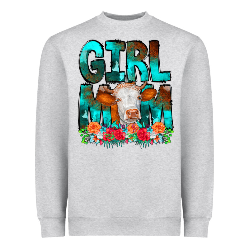 Girl Mom Cow Flowers Heavyweight Sweatshirt by CowCowDesign | Teevron