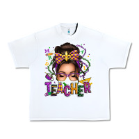 White mardi gras teacher caucasian messy bun Urban Heavy Tee - texasbilliewilder