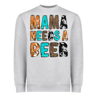 Heather Grey Mama Needs a Beer Heavyweight Sweatshirt - CowCowDesign