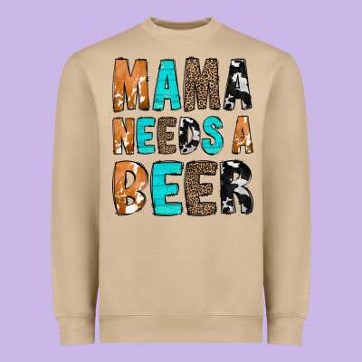 Mama Needs A Beer Heavyweight Sweatshirt Designed By Cowcowdesign