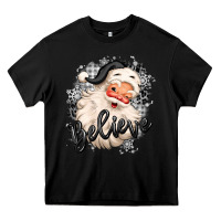 Black believe buffalo plaid white christmas santa claus Heavy Core Tee - MaliasSmallBusiness