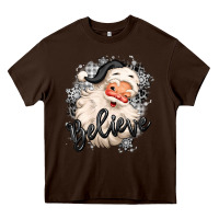 Chocolate Brown believe buffalo plaid white christmas santa claus Heavy Core Tee - MaliasSmallBusiness