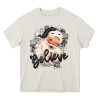 Cream believe buffalo plaid white christmas santa claus Heavy Core Tee - MaliasSmallBusiness
