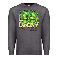 Charcoal Heather Not Lucky Simply Blessed Premium Sweatshirt - CowhideDigitalArt