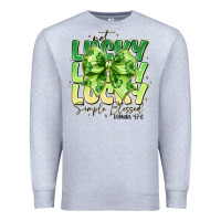Heather Grey Not Lucky Simply Blessed Premium Sweatshirt - CowhideDigitalArt