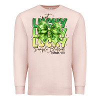 Pale Pink Not Lucky Simply Blessed Premium Sweatshirt - CowhideDigitalArt