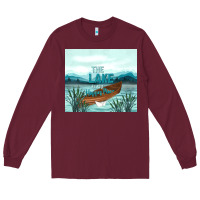 Burgundy the lake is my happy place Long Sleeve Tee - TumblerDesignByShophia