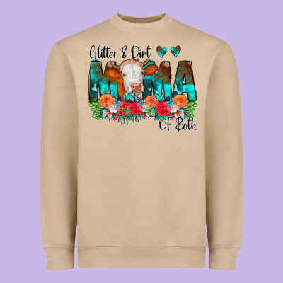 Glitter Dirt Mama Of Both Cow Flowers Heavyweight Sweatshirt Designed By Cowcowdesign