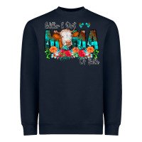 Navy Glitter Dirt Mama Of Both Cow Flowers Heavyweight Sweatshirt - CowCowDesign
