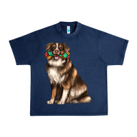 Navy australian shepherd with rope toy Urban Heavy Tee - texasbilliewilder