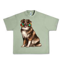 Oil Green australian shepherd with rope toy Urban Heavy Tee - texasbilliewilder