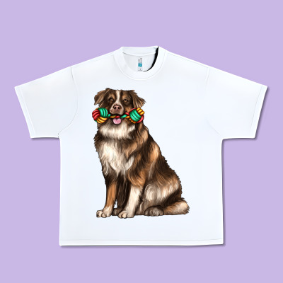 Australian Shepherd With Rope Toy Urban Heavy Tee Designed By Texasbilliewilder