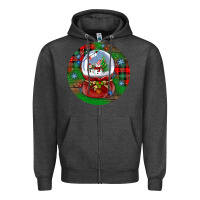 Charcoal Heather snow globe christmas ornament Zipper Hoodie - BundleAndBundleShop