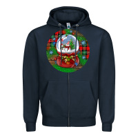Navy snow globe christmas ornament Zipper Hoodie - BundleAndBundleShop