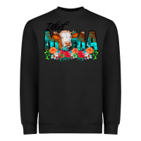 Black Inked Mama Flowers Cow Heavyweight Sweatshirt - CowCowDesign