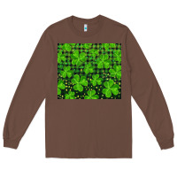 Chestnut Saint Patricks Day Shamrock And Plaid Long Sleeve Tee - RanaPortraitStore