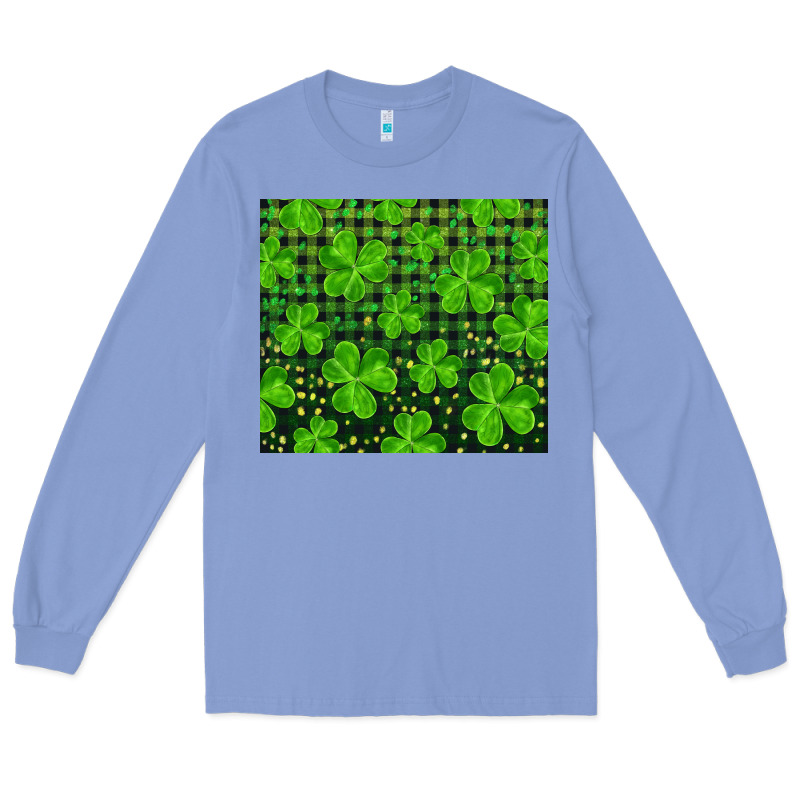 Saint Patricks Day Shamrock And Plaid Long Sleeve Tee by RanaPortraitStore | Teevron