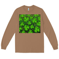 Toasted Coconut Saint Patricks Day Shamrock And Plaid Long Sleeve Tee - RanaPortraitStore