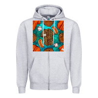 Heather Grey baseball leopard uniform and hotdog with gemstone seamless pattern Zipper Hoodie - BundleAndBundleShop