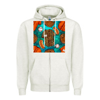 Oatmeal Heather baseball leopard uniform and hotdog with gemstone seamless pattern Zipper Hoodie - BundleAndBundleShop