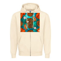 Sandshell baseball leopard uniform and hotdog with gemstone seamless pattern Zipper Hoodie - BundleAndBundleShop