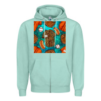 Seafoam baseball leopard uniform and hotdog with gemstone seamless pattern Zipper Hoodie - BundleAndBundleShop