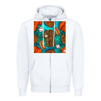 White baseball leopard uniform and hotdog with gemstone seamless pattern Zipper Hoodie - BundleAndBundleShop