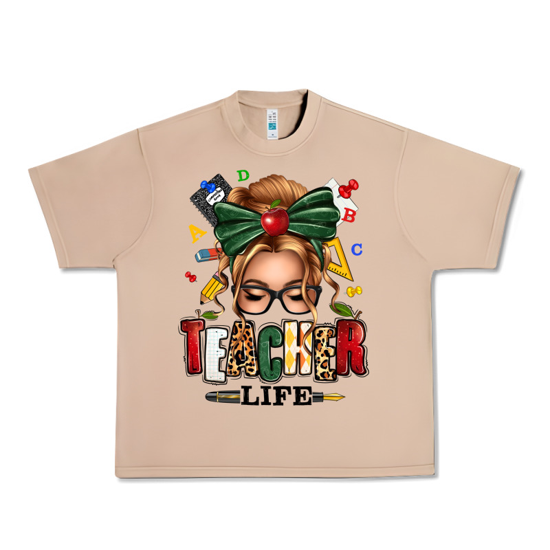 Teacher Life Blonde Caucassian Messy Bun Urban Heavy Tee by texasbilliewilder | Teevron