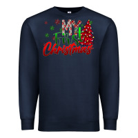Navy my first Christmas Premium Sweatshirt - CowhideDigitalArt