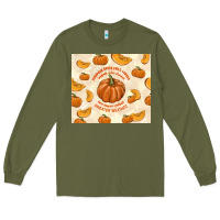 Army Green pumpkin spice fall leaves Long Sleeve Tee - TumblerDesignByShophia