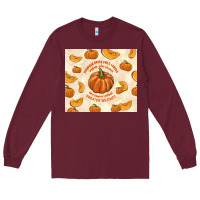 Burgundy pumpkin spice fall leaves Long Sleeve Tee - TumblerDesignByShophia