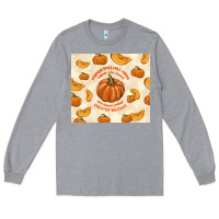 Heather Grey pumpkin spice fall leaves Long Sleeve Tee - TumblerDesignByShophia