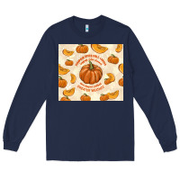 Navy pumpkin spice fall leaves Long Sleeve Tee - TumblerDesignByShophia