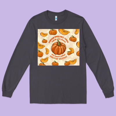 Pumpkin Spice Fall Leaves Long Sleeve Tee Designed By Tumblerdesignbyshophia
