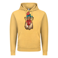 Vintage Mustard chicken with bandana and leopard Vintage Hoodie - texasbilliewilder