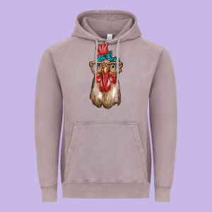 Chicken With Bandana And Leopard Vintage Hoodie Designed By Texasbilliewilder