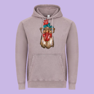 Chicken With Bandana And Leopard Vintage Hoodie Designed By Texasbilliewilder