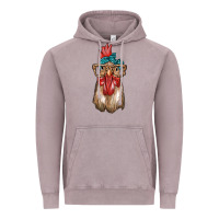 Vintage Zinc chicken with bandana and leopard Vintage Hoodie - texasbilliewilder
