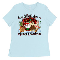 Baby Blue We whisk you a Merry Christmas Ladies Tee - NancyCooperArtShop