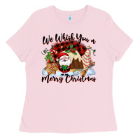 Bubblegum Pink We whisk you a Merry Christmas Ladies Tee - NancyCooperArtShop