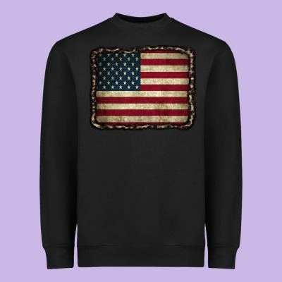 American Flag With Leopard Frame Heavyweight Sweatshirt Designed By Cowcowdesign