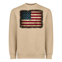 Mushroom American Flag With Leopard Frame Heavyweight Sweatshirt - CowCowDesign