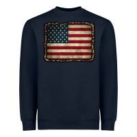 Navy American Flag With Leopard Frame Heavyweight Sweatshirt - CowCowDesign