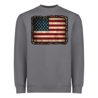 Storm American Flag With Leopard Frame Heavyweight Sweatshirt - CowCowDesign