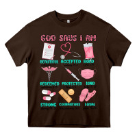 Chocolate Brown god says i am nurse Heavy Core Tee - MaliasSmallBusiness