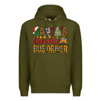 Army Green Santa's Favorite Bus Driver Premium Hoodie - BundleAndBundleShop