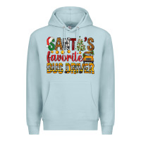 Blue Mist Santa's Favorite Bus Driver Premium Hoodie - BundleAndBundleShop